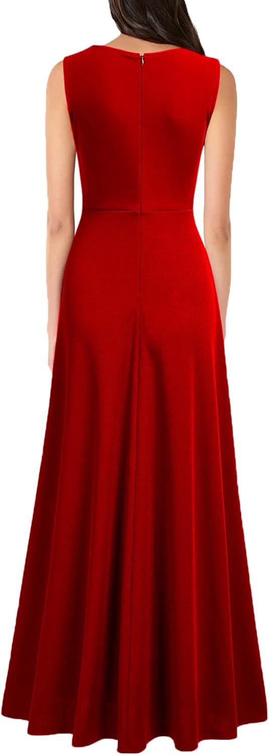 Women's V Neck Sleeveless Split Formal Dress Cocktail Party Prom Long Dresses - Image 2